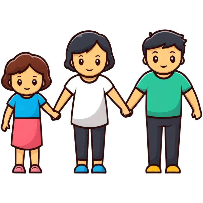 family portrait with one mother, one father, two boys and one girl emoji