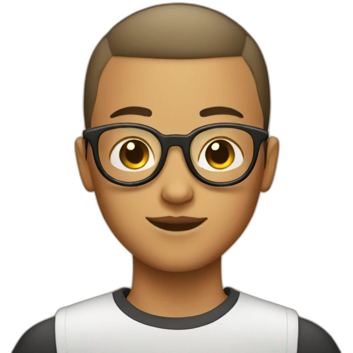 Teenager with a buzz cut and round glasses emoji