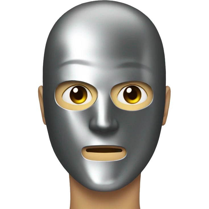 Man with a metal face mask on looking down emoji