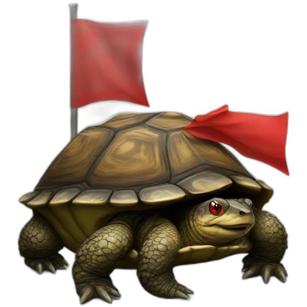 snapping turtle with a red warning flag emoji