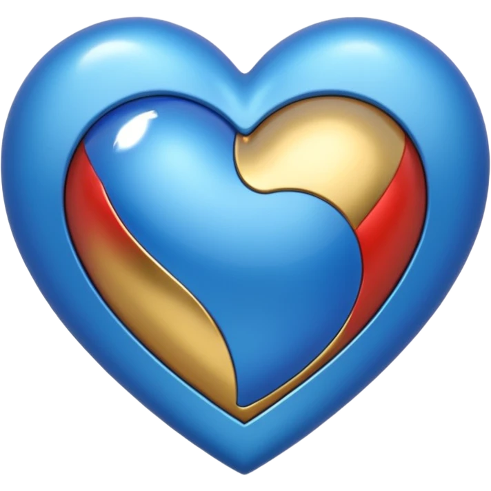 Half blue heart and half Gold heart  emoji