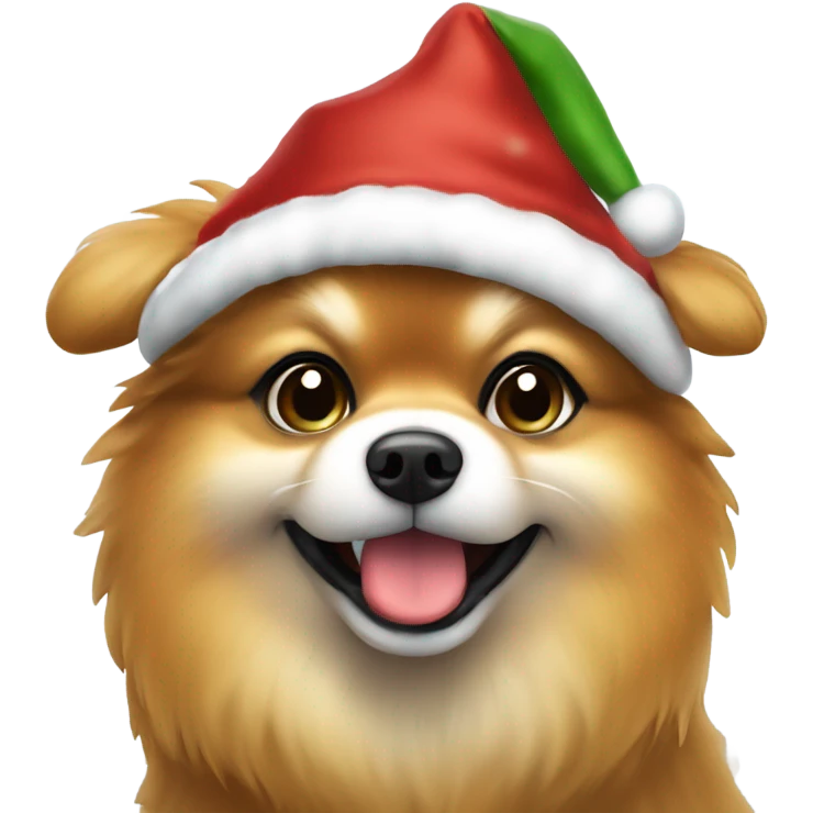 Lulu de Pomerania con gorro de Navidad emoji