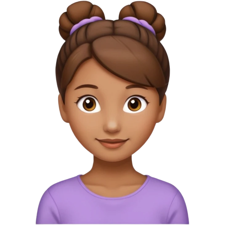 Girl with light brow skin and brown hair in bun emoji