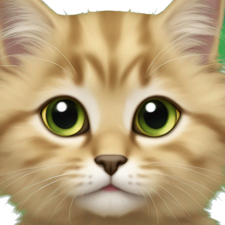 fluffy golden scottish straight kitten with black tipped fur, and green eyes emoji