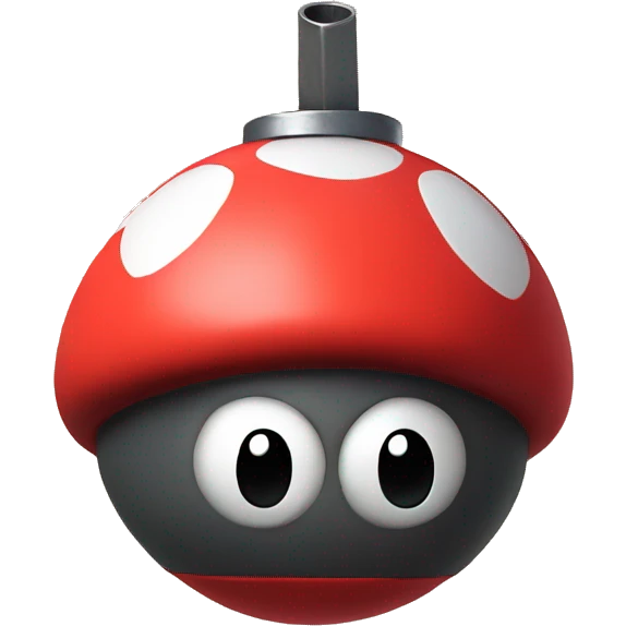 super mario bomb with hearts for eyes emoji