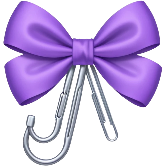 one silver paper clip with a purple bow in the middle emoji