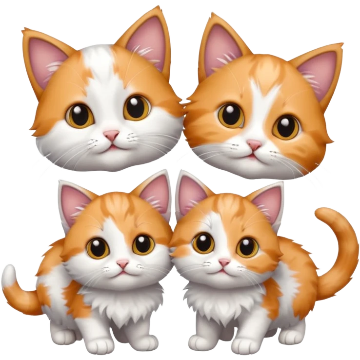 Three small cat three tiny little kitty cats, which are babies emoji