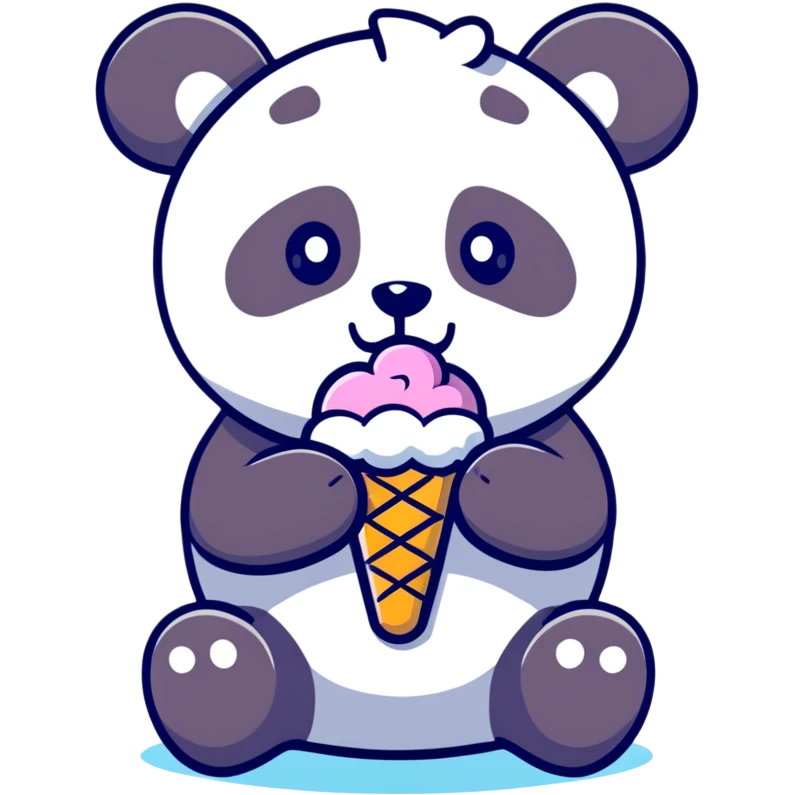 Panda eating ice cream emoji