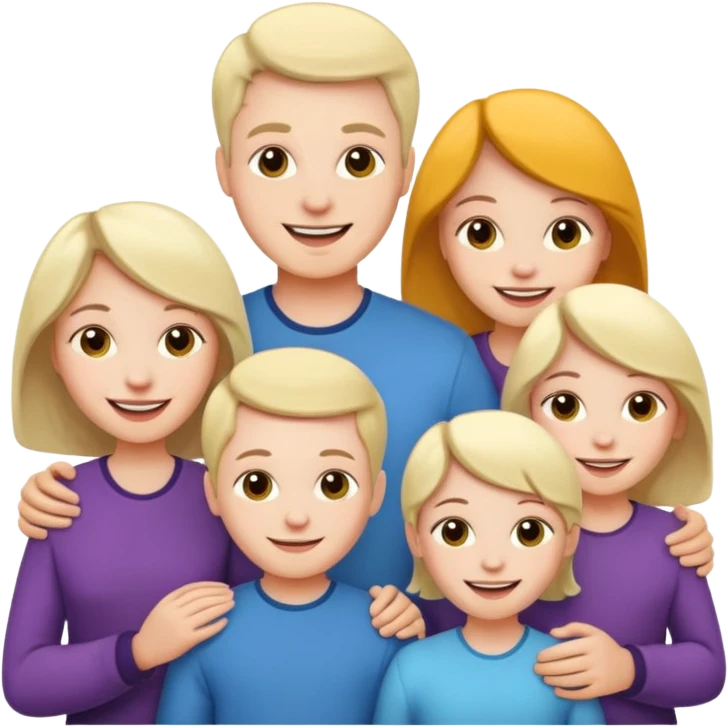 Pale skin family of 6 emoji