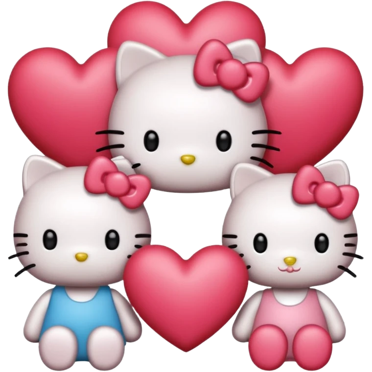 hello kitty and friends with hearts emoji