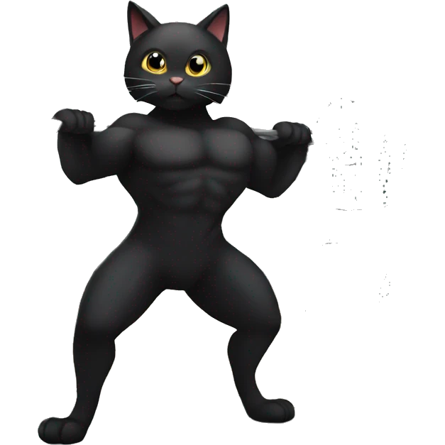black cat in the gym holding weight emoji