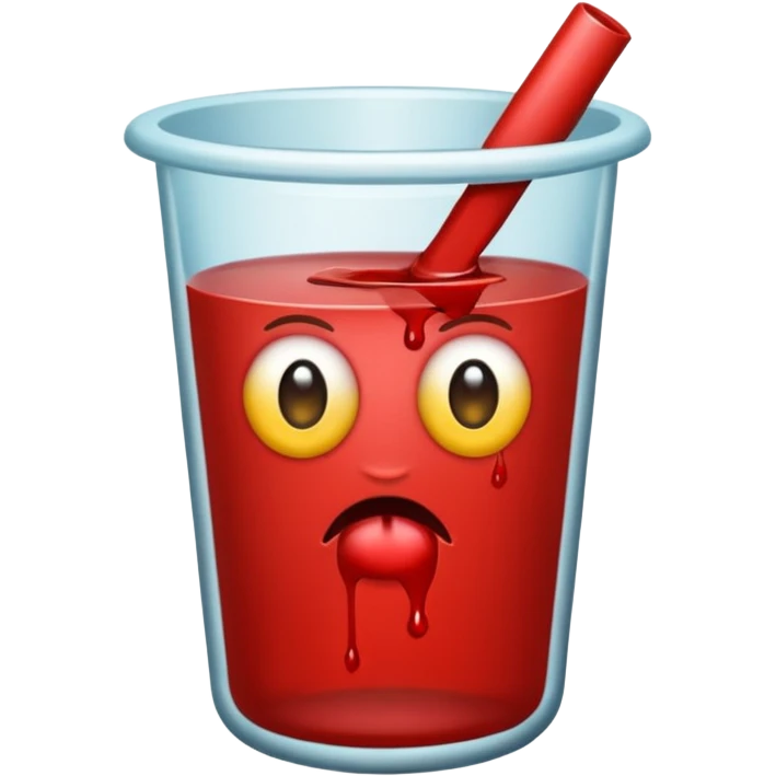 urina com sangue em um copinho de coleta emoji