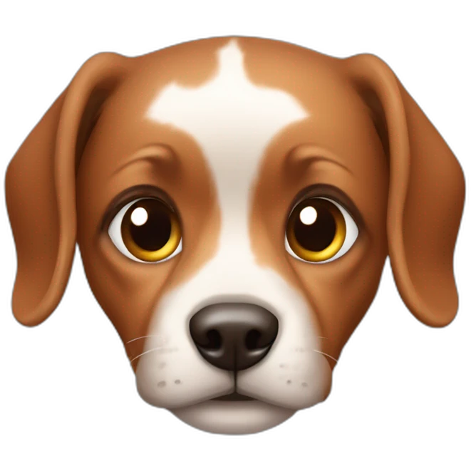 Pincher enano marron con una oreja hacia arriba y otra hacia abajo emoji