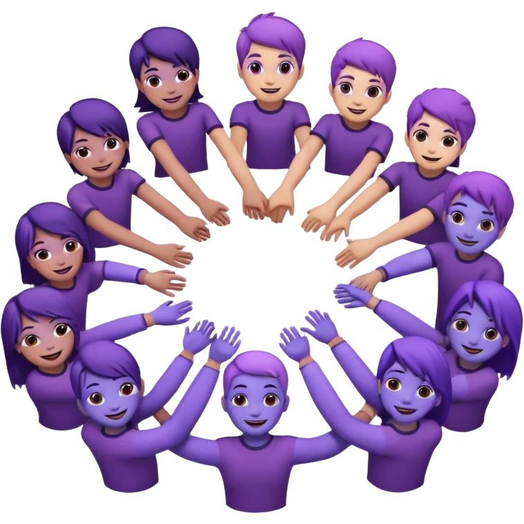 purple group without face  holding handsin circle emoji
