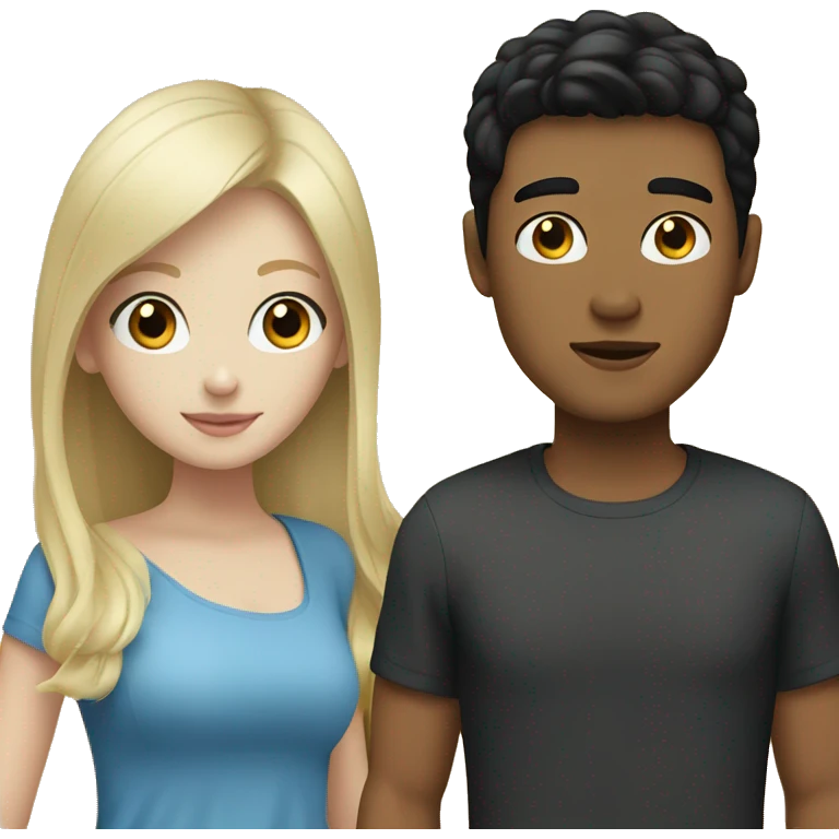 Blonde girl with blue eyes and Filipino man with black hair emoji