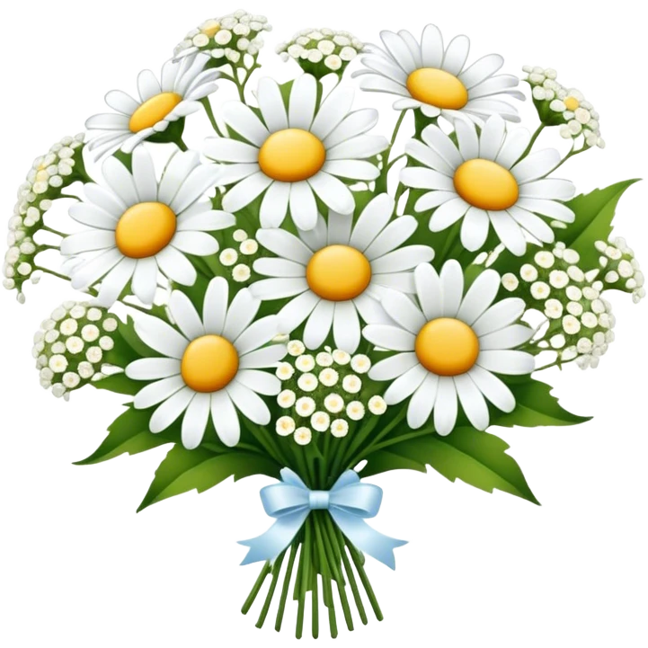 daisy and babies breath bouquet  emoji
