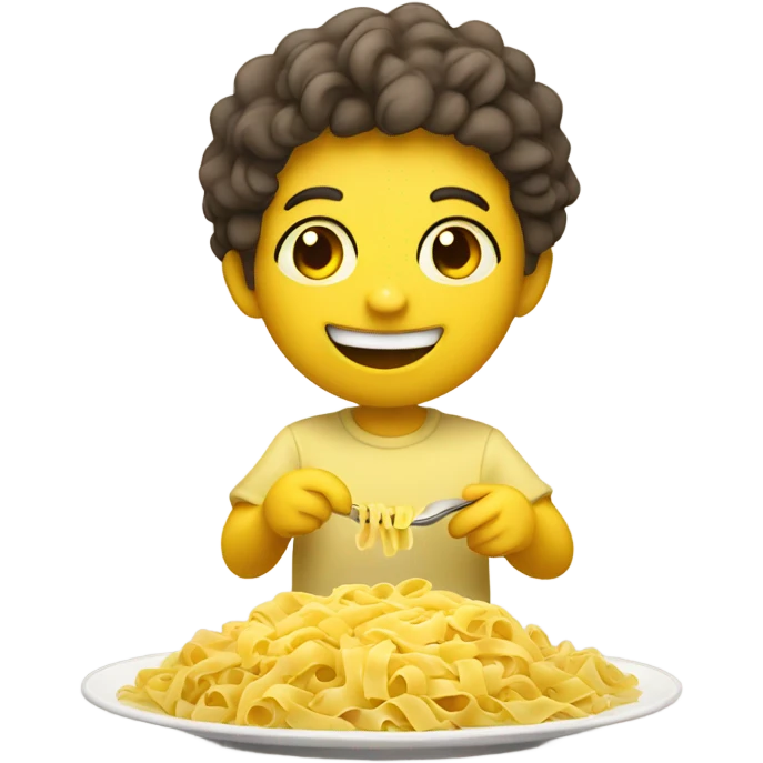 Rosie is cute and yellow eating pasta emoji