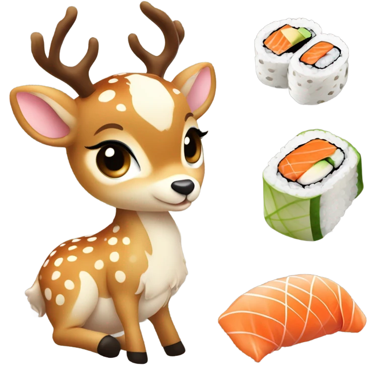 Baby deer with sushi emoji
