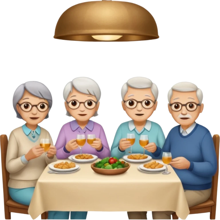 4 elderly people having dinner emoji