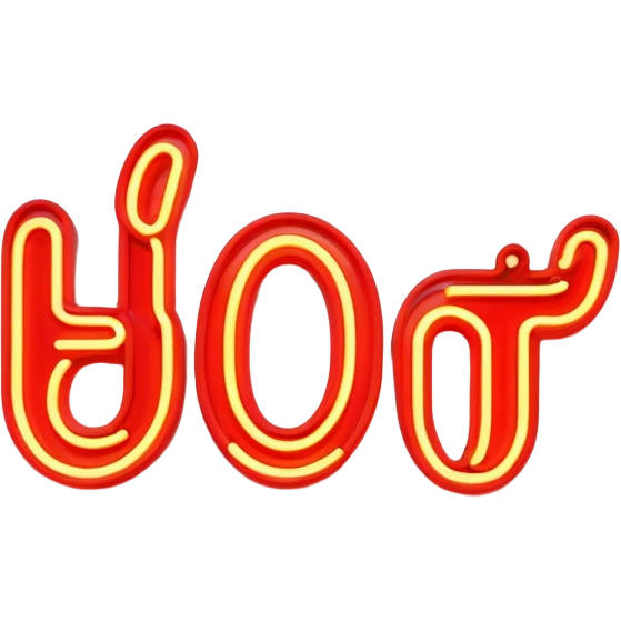  neon sign with the word hot emoji