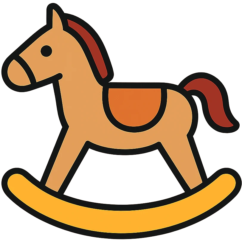 A traditional wooden rocking horse toy for children emoji