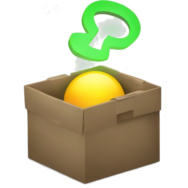 create a logo wich is a interrogation point in a box with light that comes out emoji