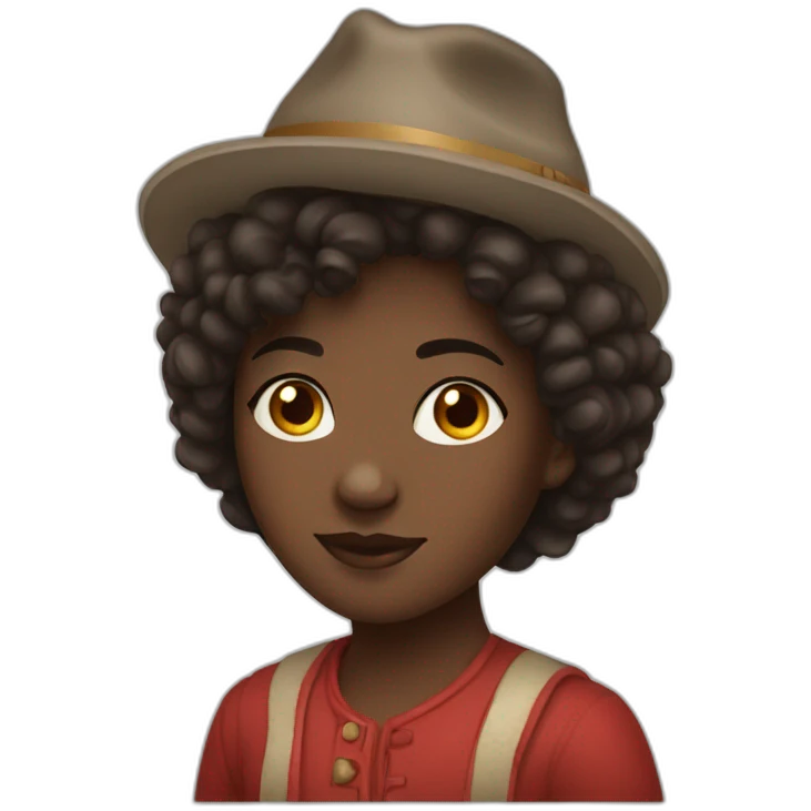 A dark-skinned girl with short, curly hair and wearing a Russian hat   emoji