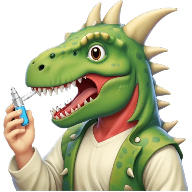 jesus has rabies and is also a dinosaur hitting a vape emoji