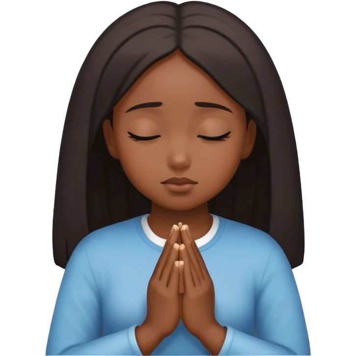 dark black girl praying eyes closed emoji