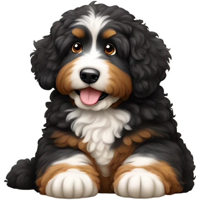 Bernedoodle in kennel emoji