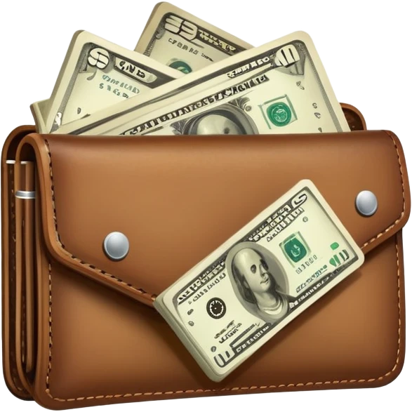financial scenario with wallet with cash emoji