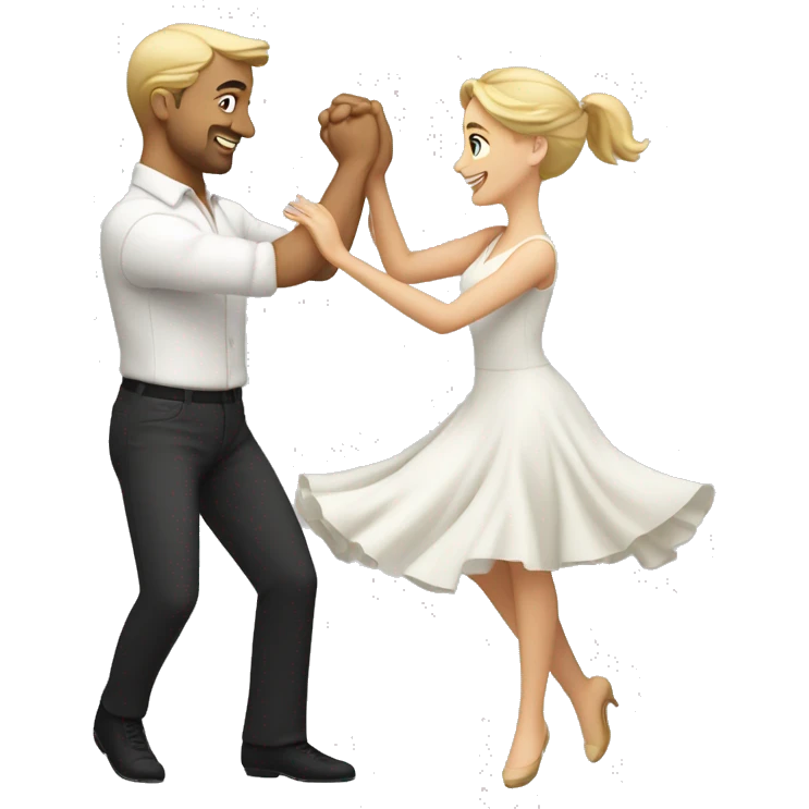 white caucasian man and woman  couple dancing together emoji