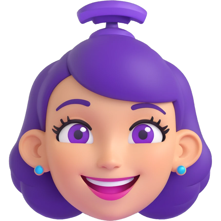 Space Groove Gwen from League of Legends, happy emote, only head, right eye purple emoji