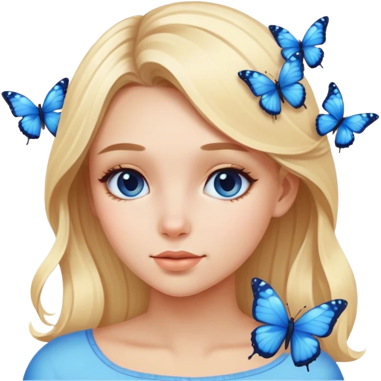 Blonde girl with blue butterflies  emoji
