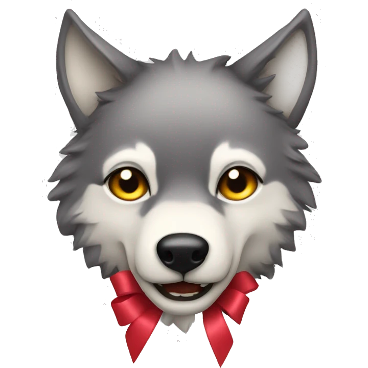 wolf with coquette ribbon emoji