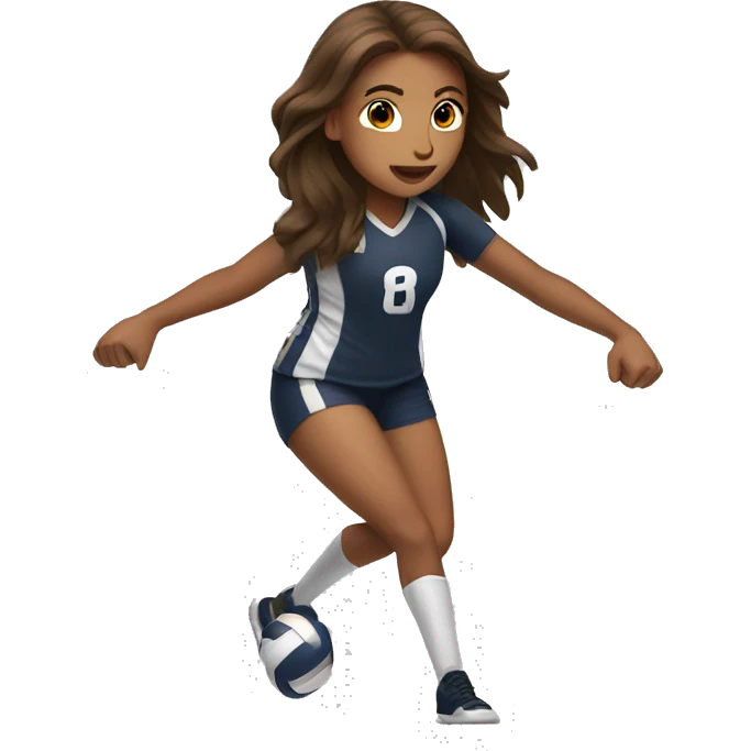 long brown hair girl bumping a volleyball emoji