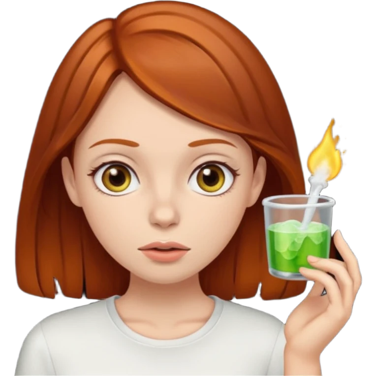 dark ginger hair girl with smelly breath and brown eyes emoji