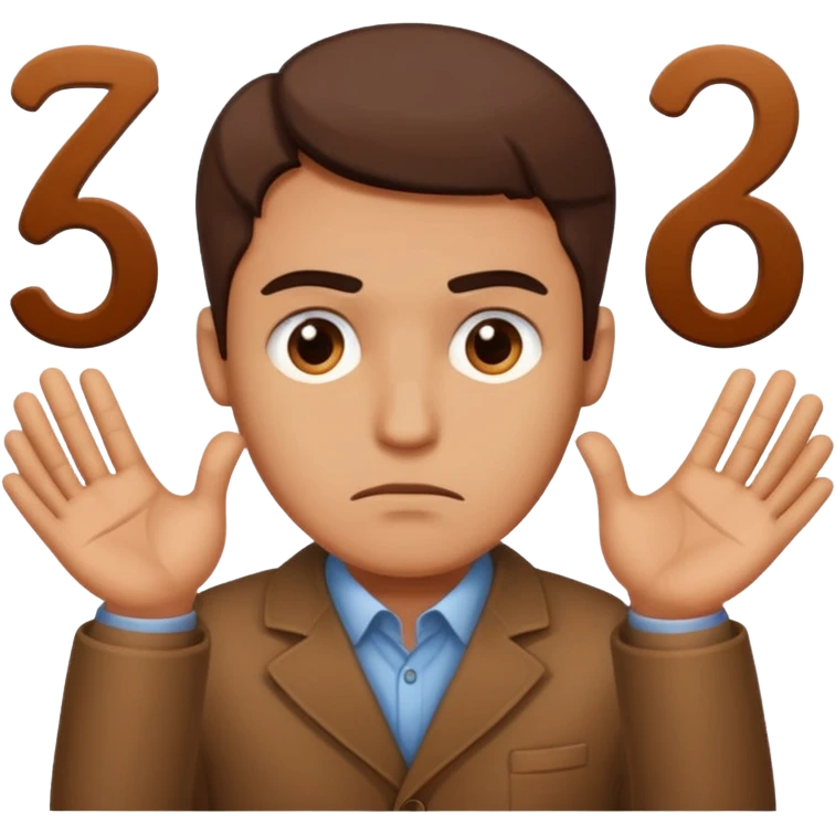 man frowning holding up numbers 6 and 7 emoji