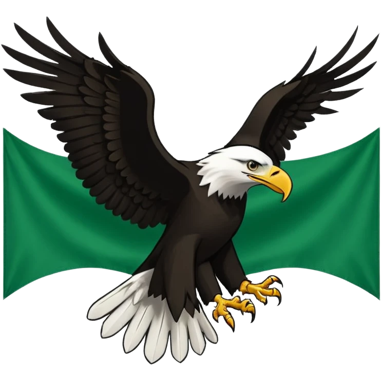 A flag I. This design 🇧🇫 is half green and half white from the bottom and an eagle with its sign spread in the middle and the eagle should be a full black silhouette. emoji