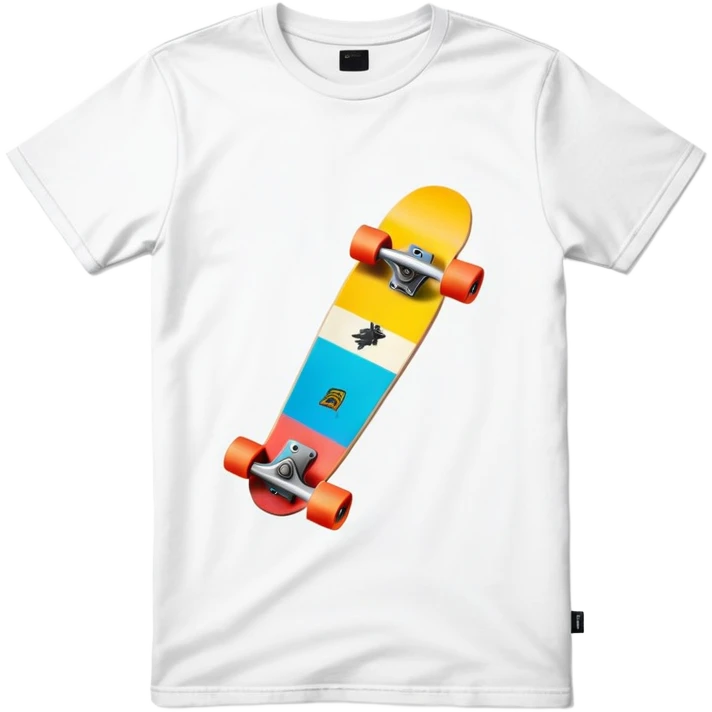 graphic tee shirt with a skateboard design emoji