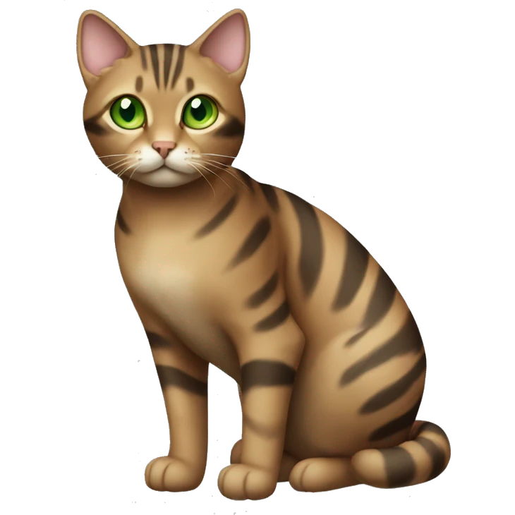 Full body striped brown cat with green eyes emoji