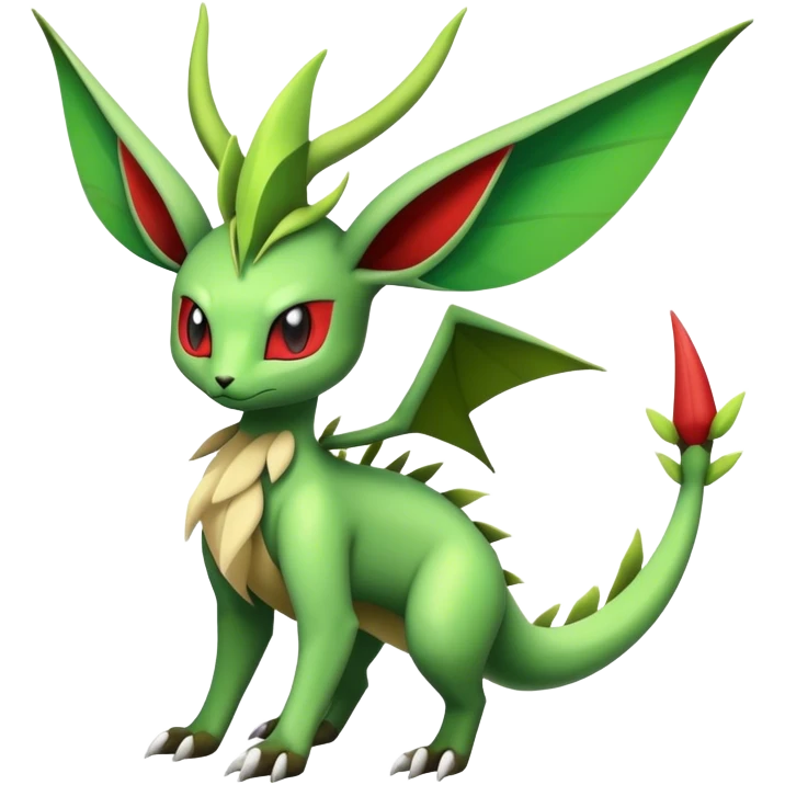 Edgy cool Flygon-Leafeon-Pokémon-hybrid full body emoji