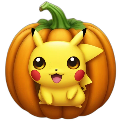 Pikachu in a pumpkin emoji