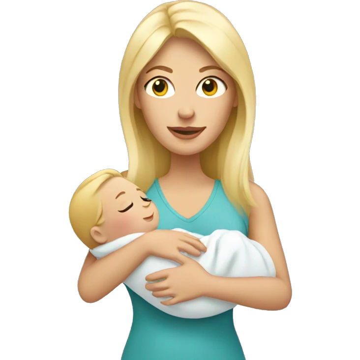 blonde woman holding her newborn emoji