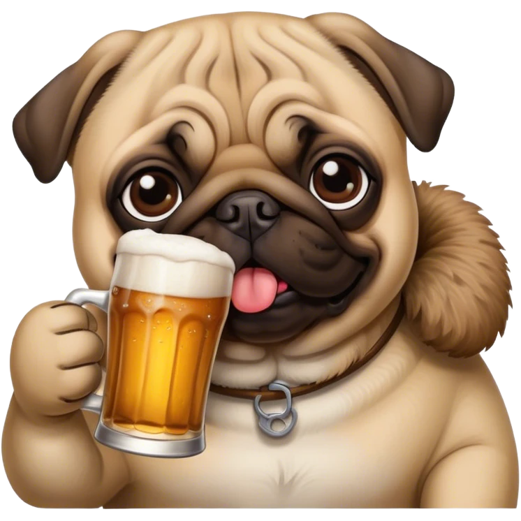 Pug drinking a beer emoji