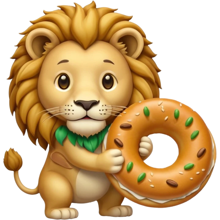 lion holding bagel emoji