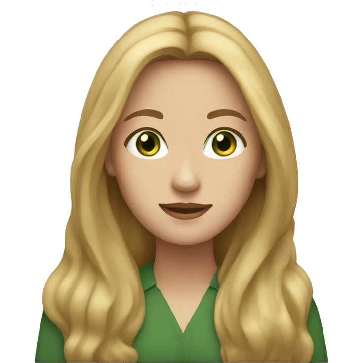 Woman with light brown long hair green eyes  emoji