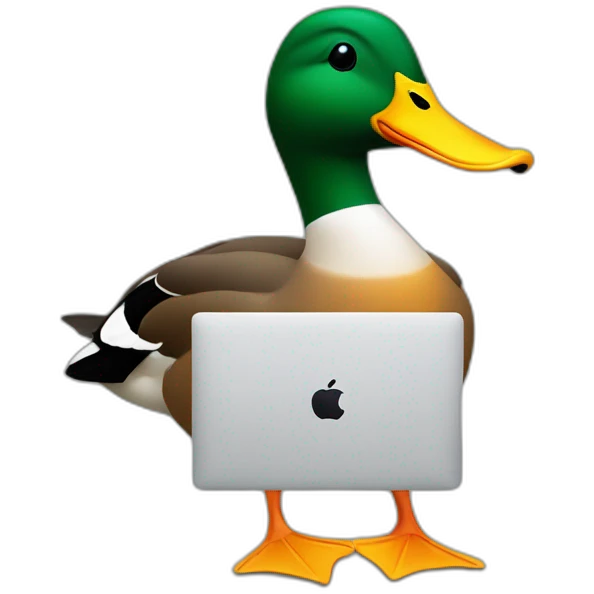 a mallard duck at a macbook pro  emoji
