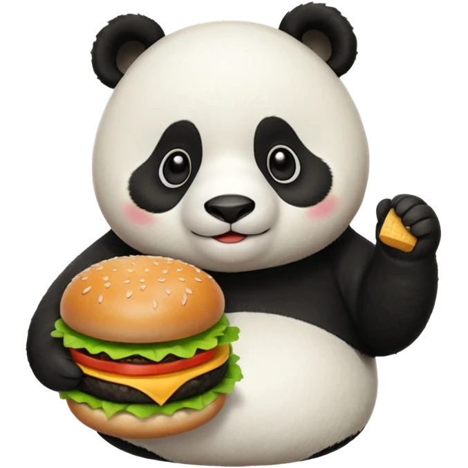 panda holding single burger emoji