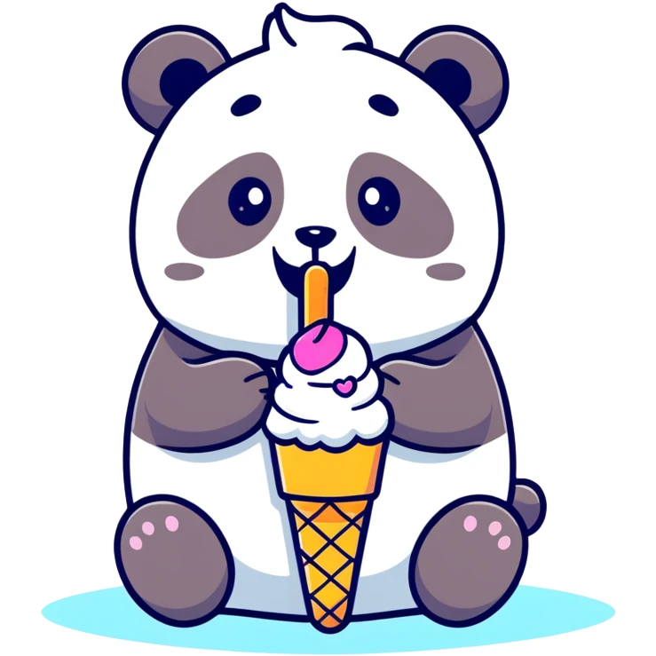 Panda eating ice cream emoji